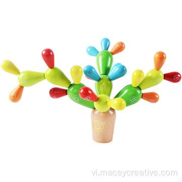 Lắp ráp bằng gỗ cân bằng Cactus Stacking Blocks